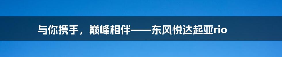 与你携手，巅峰相伴——东风悦达起亚rio