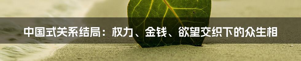 中国式关系结局:权力、金钱、欲望交织下的众生相