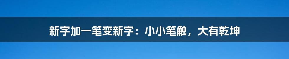 新字加一笔变新字：小小笔触，大有乾坤