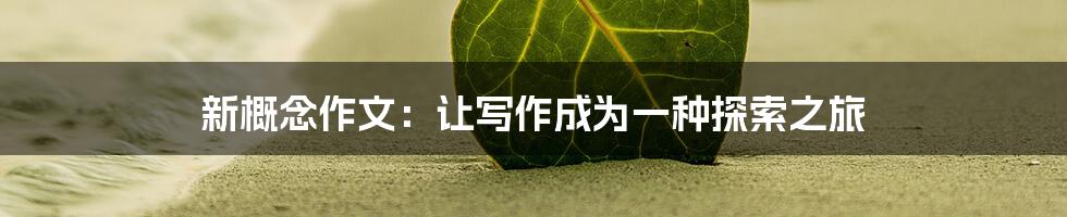 新概念作文：让写作成为一种探索之旅