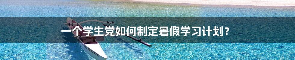 一个学生党如何制定暑假学习计划?