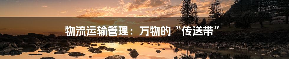 物流运输管理:万物的“传送带”