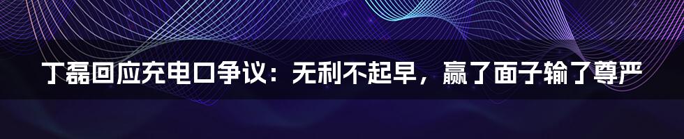 丁磊回应充电口争议：无利不起早，赢了面子输了尊严