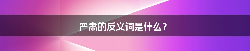 严肃的反义词是什么?
