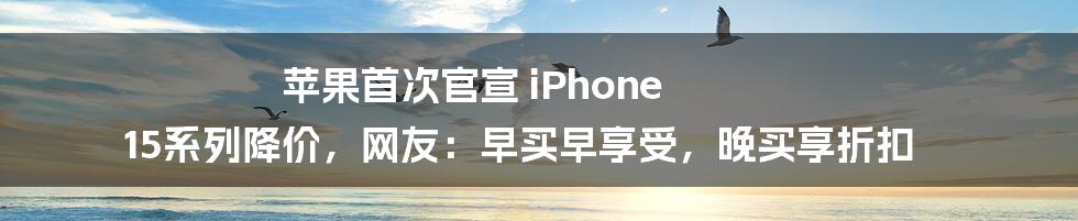 苹果首次官宣 iPhone 15系列降价,网友:早买早享受,晚买享折扣