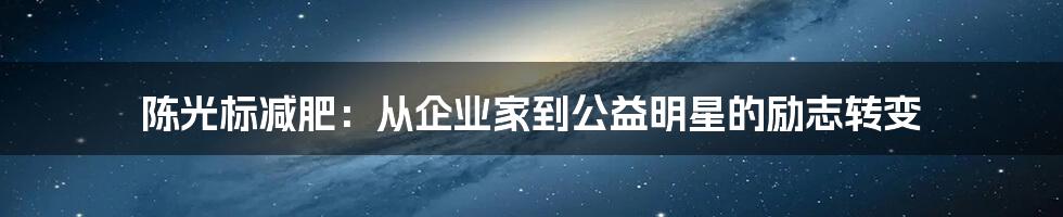 陈光标减肥:从企业家到公益明星的励志转变