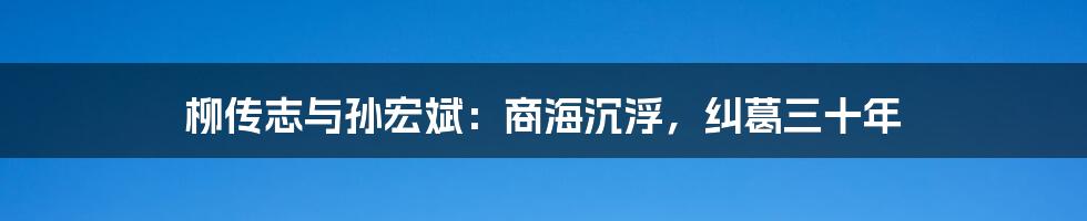 柳传志与孙宏斌:商海沉浮,纠葛三十年