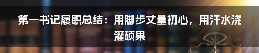 第一书记履职总结:用脚步丈量初心,用汗水浇灌硕果