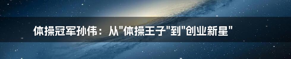 体操冠军孙伟：从"体操王子"到"创业新星"