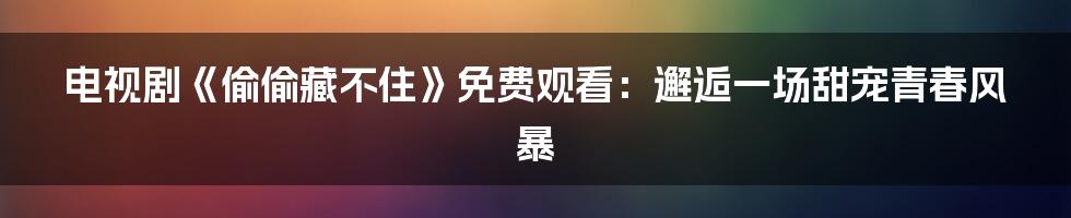 电视剧《偷偷藏不住》免费观看：邂逅一场甜宠青春风暴