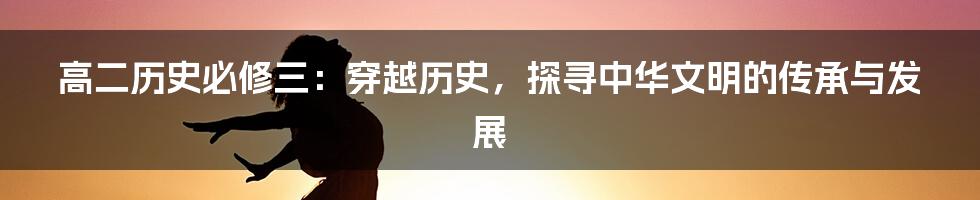 高二历史必修三:穿越历史,探寻中华文明的传承与发展