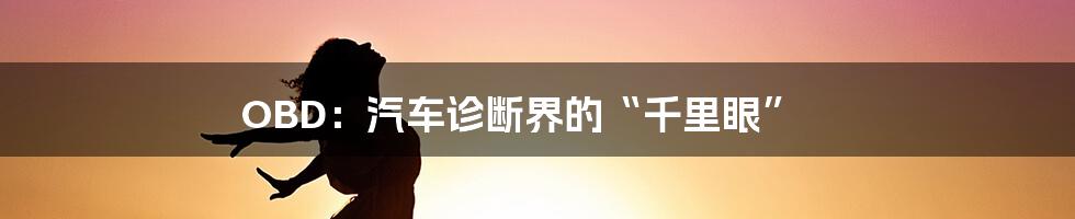 OBD：汽车诊断界的“千里眼”