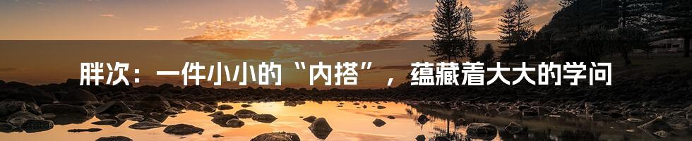 胖次:一件小小的“内搭”,蕴藏着大大的学问