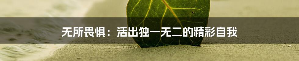 无所畏惧：活出独一无二的精彩自我