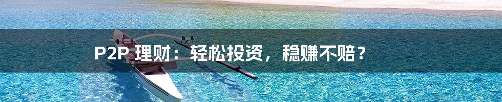 P2P 理财:轻松投资,稳赚不赔?
