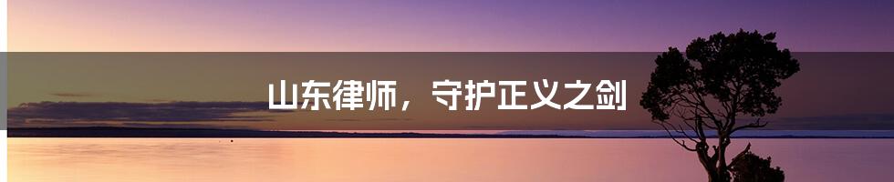 山东律师,守护正义之剑