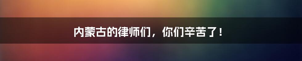 内蒙古的律师们，你们辛苦了！