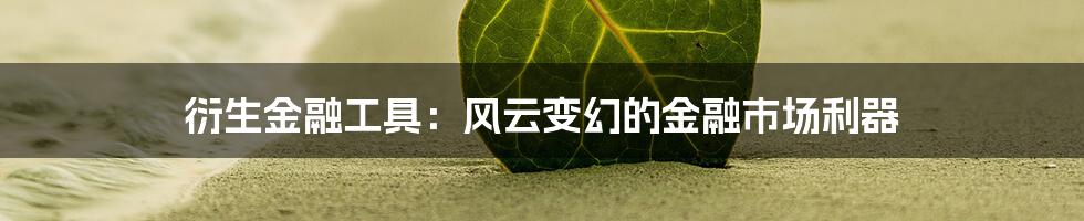 衍生金融工具：风云变幻的金融市场利器