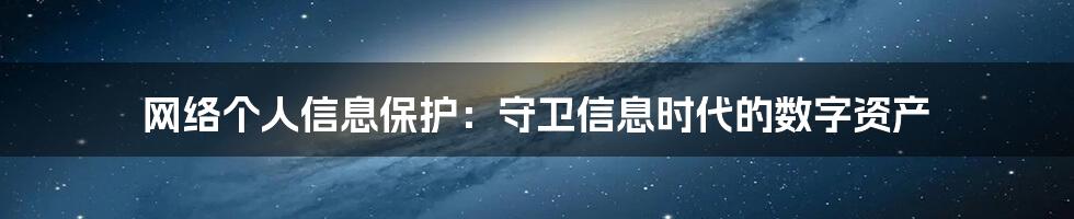 网络个人信息保护：守卫信息时代的数字资产