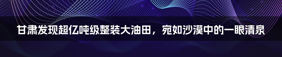 甘肃发现超亿吨级整装大油田,宛如沙漠中的一眼清泉