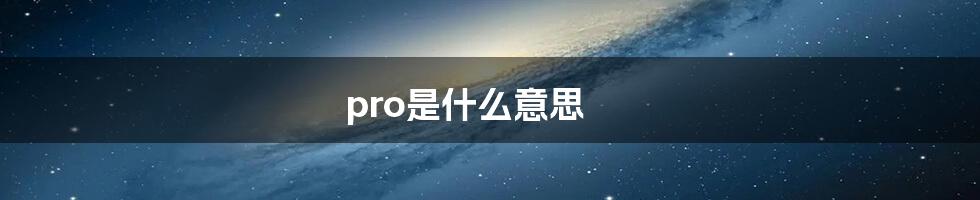 pro是什么意思