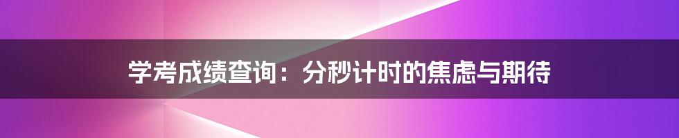 学考成绩查询：分秒计时的焦虑与期待