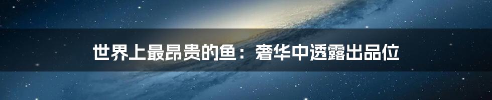 世界上最昂贵的鱼:奢华中透露出品位