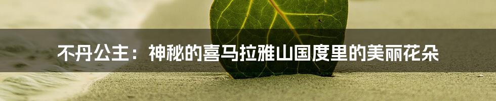 不丹公主:神秘的喜马拉雅山国度里的美丽花朵