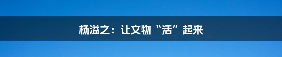 杨溢之:让文物“活”起来