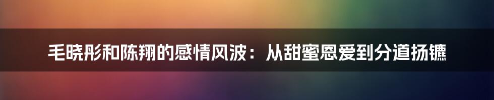 毛晓彤和陈翔的感情风波：从甜蜜恩爱到分道扬镳