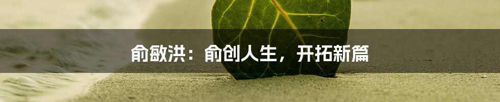 俞敏洪：俞创人生，开拓新篇