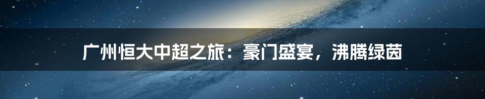 广州恒大中超之旅：豪门盛宴，沸腾绿茵
