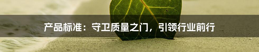 产品标准：守卫质量之门，引领行业前行