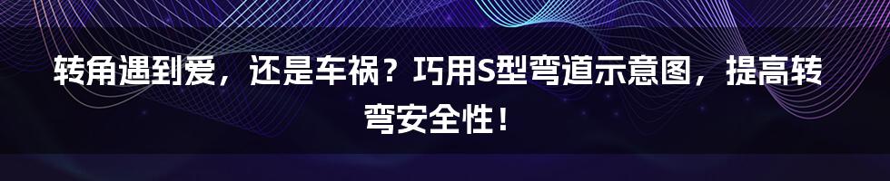 转角遇到爱,还是车祸?巧用S型弯道示意图,提高转弯安全性!