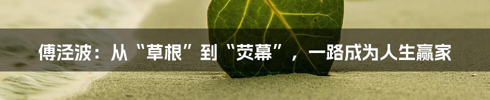傅泾波:从“草根”到“荧幕”,一路成为人生赢家