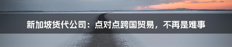 新加坡货代公司：点对点跨国贸易，不再是难事