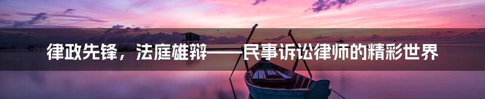 律政先锋,法庭雄辩——民事诉讼律师的精彩世界
