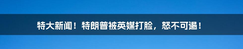特大新闻！特朗普被英媒打脸，怒不可遏！