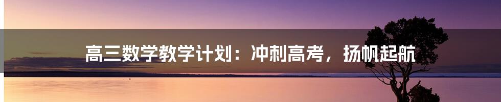 高三数学教学计划:冲刺高考,扬帆起航