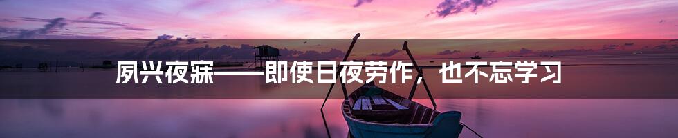 夙兴夜寐——即使日夜劳作,也不忘学习