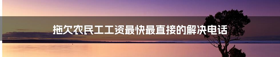 拖欠农民工工资最快最直接的解决电话