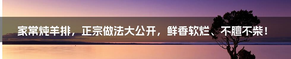 家常炖羊排，正宗做法大公开，鲜香软烂、不膻不柴！