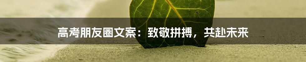 高考朋友圈文案：致敬拼搏，共赴未来