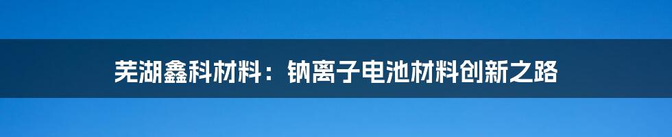 芜湖鑫科材料：钠离子电池材料创新之路