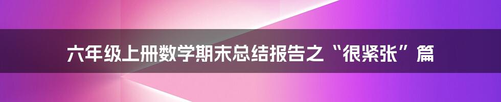 六年级上册数学期末总结报告之“很紧张”篇