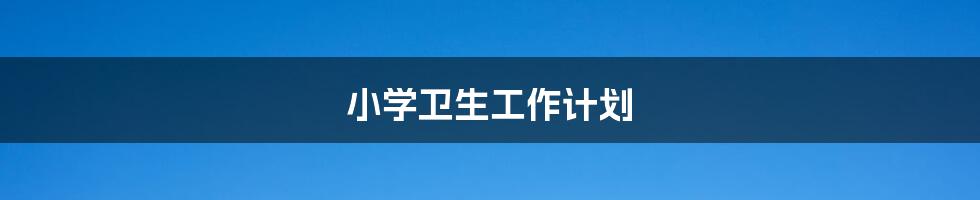 小学卫生工作计划