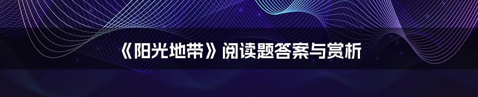 《阳光地带》阅读题答案与赏析