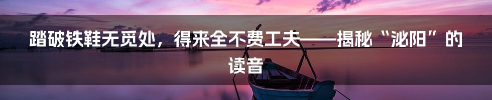 踏破铁鞋无觅处，得来全不费工夫——揭秘“泌阳”的读音