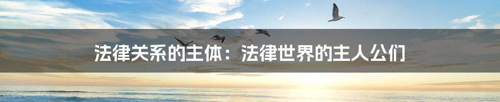 法律关系的主体:法律世界的主人公们
