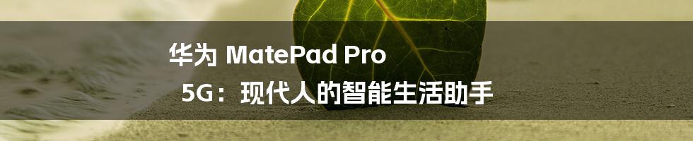 华为 MatePad Pro 5G:现代人的智能生活助手